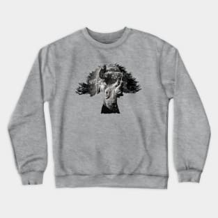 Baobab in Silhouette with Black Rhino Face Overlay Crewneck Sweatshirt